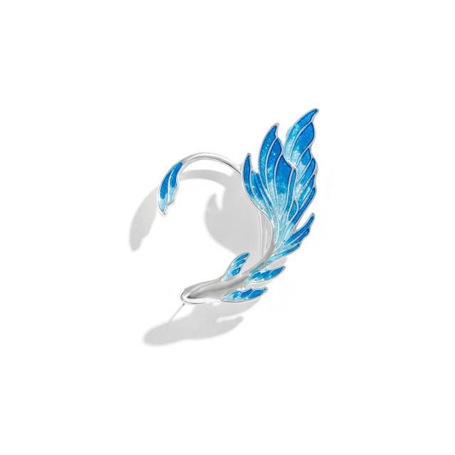 Personality blue color enamle elves ear shape ear wrap