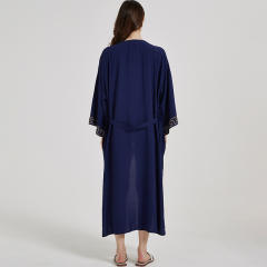 Easy match navy color cardigan bikini cover up