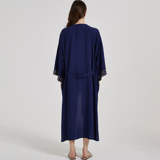 Easy match navy color cardigan bikini cover up