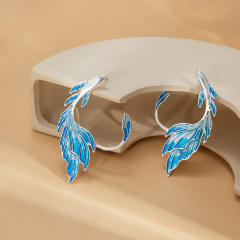 Personality blue color enamle elves ear shape ear wrap