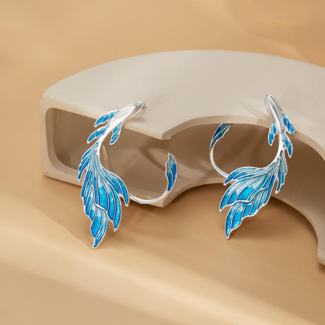 Personality blue color enamle elves ear shape ear wrap