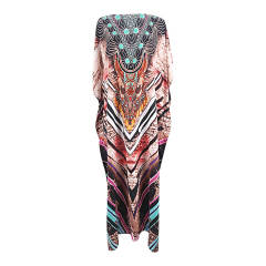 Boho colorful pattern loose beach dress bikini cover up