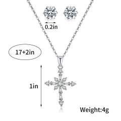 Elegant diamond cross necklace set