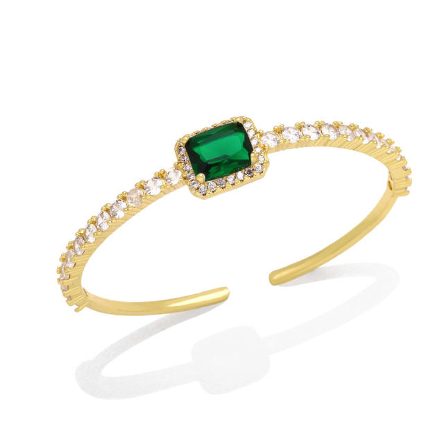 Super shiny color cubic zircon cuff bangle