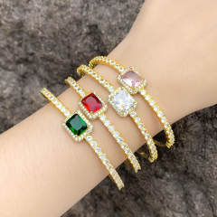 Super shiny color cubic zircon cuff bangle