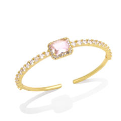 Super shiny color cubic zircon cuff bangle
