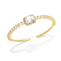 Super shiny color cubic zircon cuff bangle