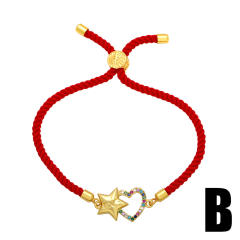 Personality color cubic zircon heart heartbeat slide bracelet