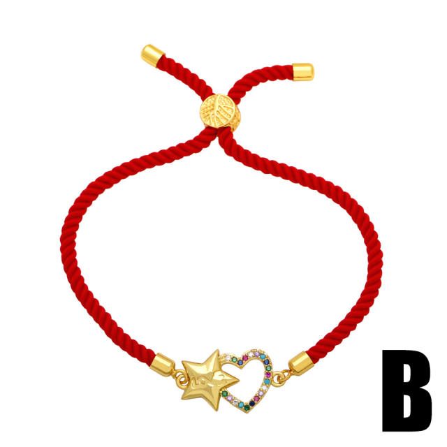 Personality color cubic zircon heart heartbeat slide bracelet