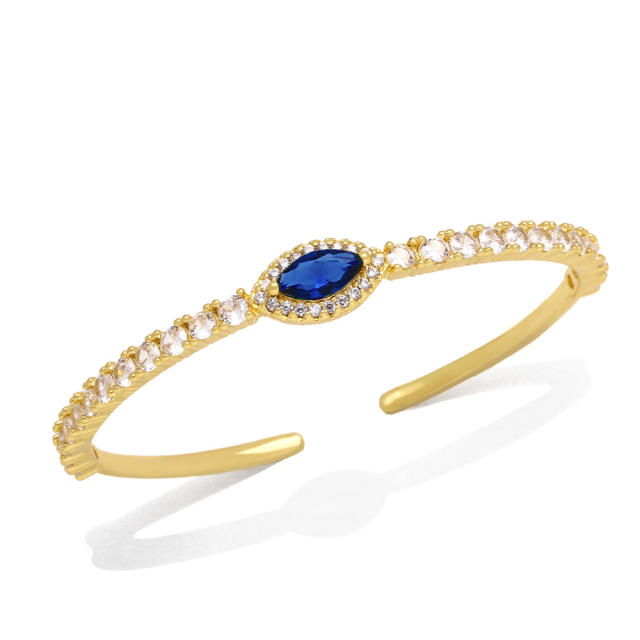 INS elegant color cubic zircon evil eye cuff bangle