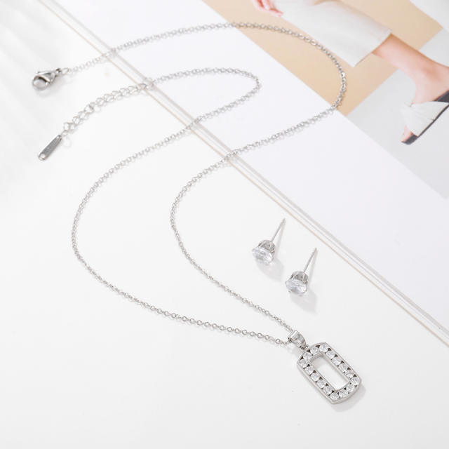 Concise korean fashion easy match diamond necklace set