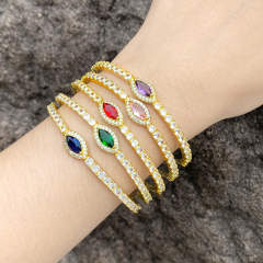 INS elegant color cubic zircon evil eye cuff bangle