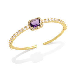 Super shiny color cubic zircon cuff bangle