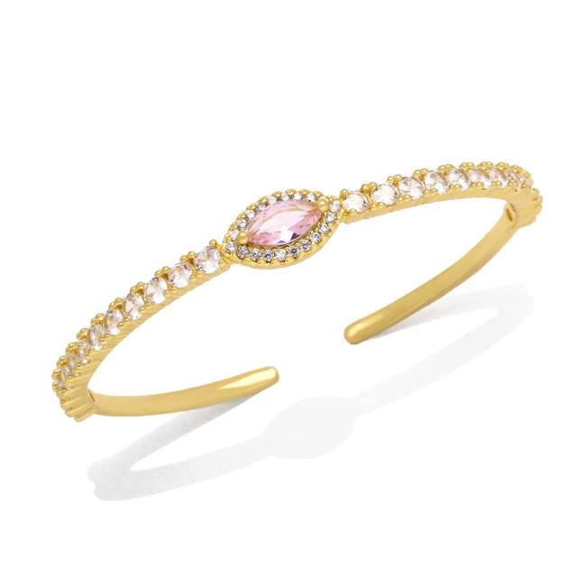 INS elegant color cubic zircon evil eye cuff bangle