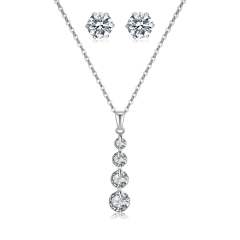 Concise diamond pendant necklace set
