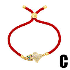 Personality color cubic zircon heart heartbeat slide bracelet