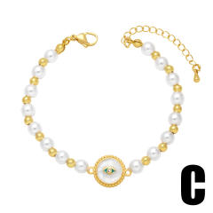 Vintage ins trend pearl beads hollow cross bracelet