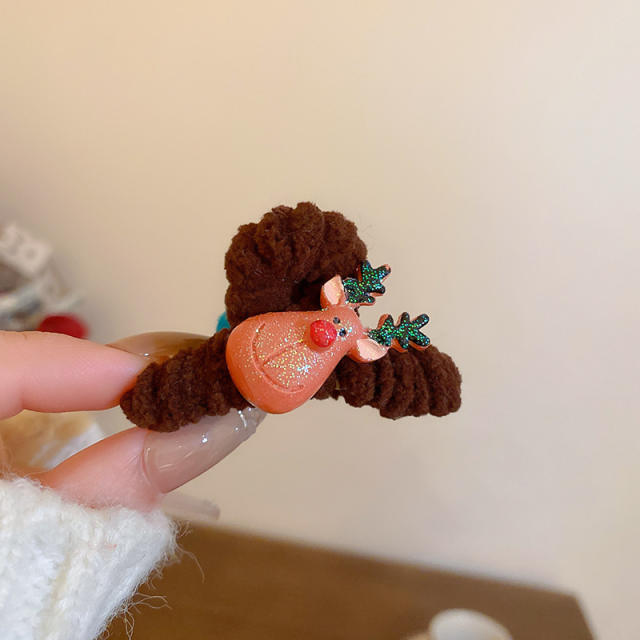 Winter design christmas series fluffy ball hair claw clips