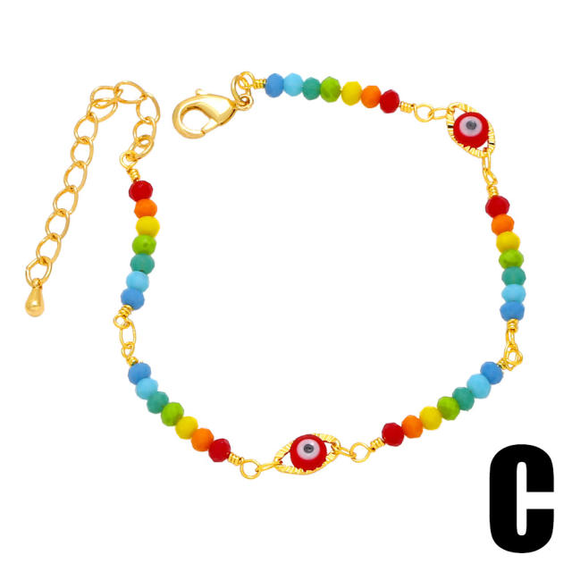 Boho colorful seed beads evil eye bracelet