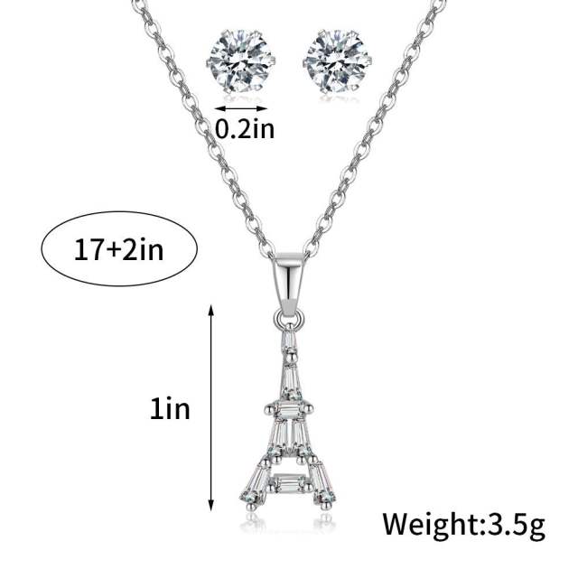 Occident fashion The Eiffel Tower diamond necklace set