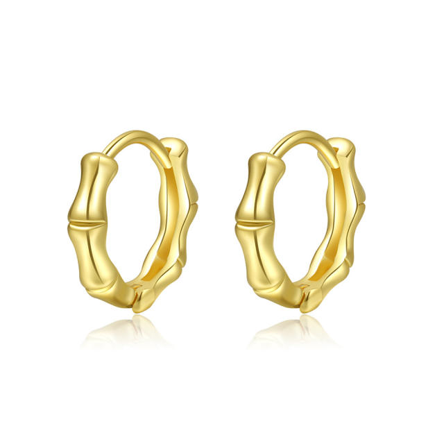 Geometric bamboo huggie earrings