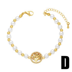 Vintage ins trend pearl beads hollow cross bracelet
