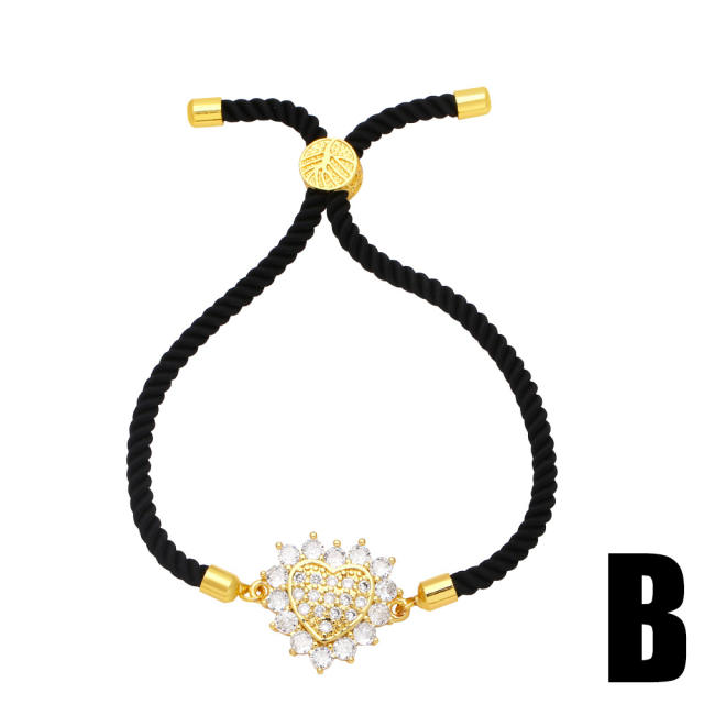 Creative pave setting diamond pet paw bone red rope bracelet