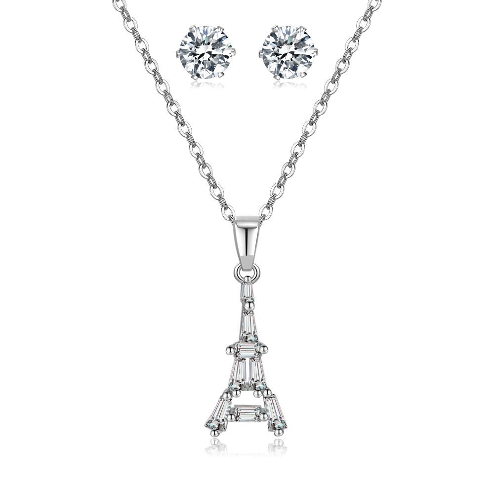 Occident fashion The Eiffel Tower diamond necklace set,NECKLACE&CHOKERS