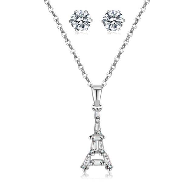 Occident fashion The Eiffel Tower diamond necklace set,NECKLACE&CHOKERS