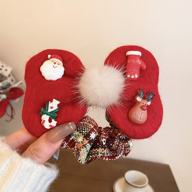 Christmas series red color bow scrunchies