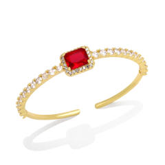Super shiny color cubic zircon cuff bangle