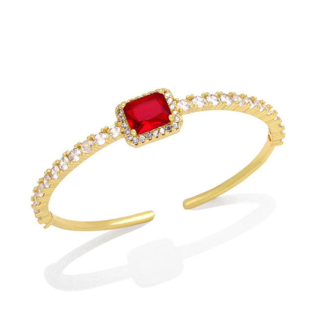Super shiny color cubic zircon cuff bangle