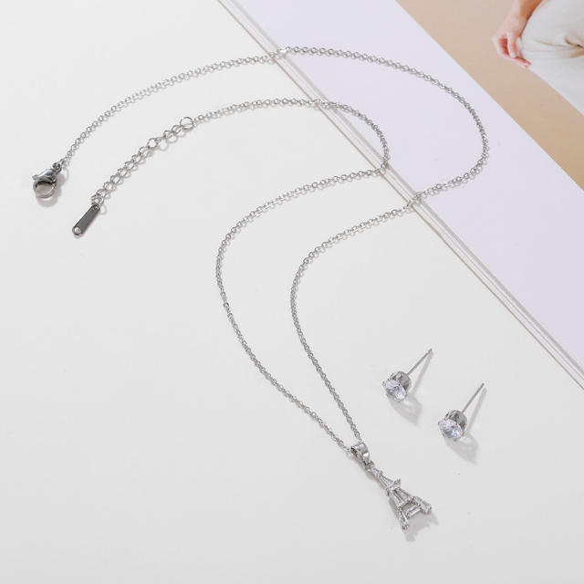 Occident fashion The Eiffel Tower diamond necklace set