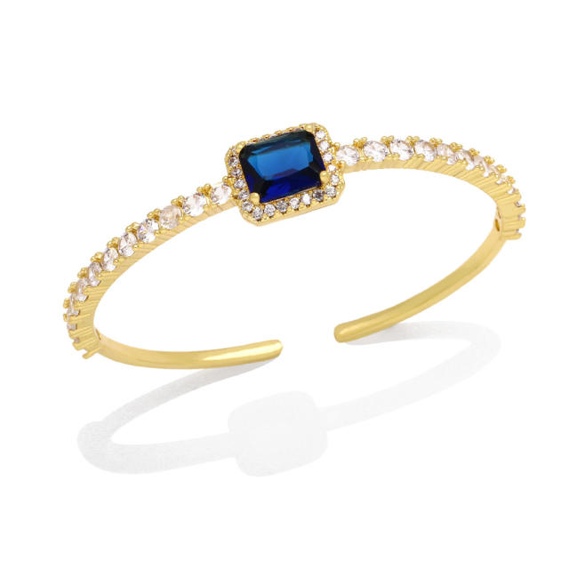Super shiny color cubic zircon cuff bangle