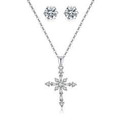 Elegant diamond cross necklace set