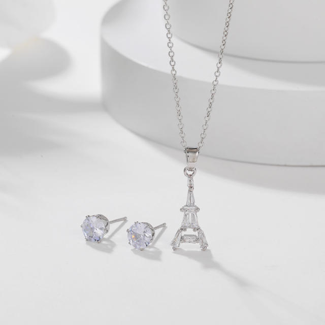 Occident fashion The Eiffel Tower diamond necklace set