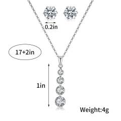 Concise diamond pendant necklace set