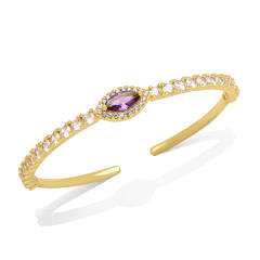 INS elegant color cubic zircon evil eye cuff bangle