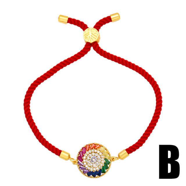 Creative rainbow cubic zircon snake red rope slide bracelet