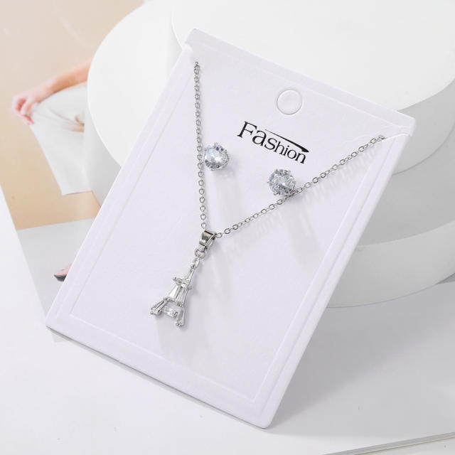 Occident fashion The Eiffel Tower diamond necklace set