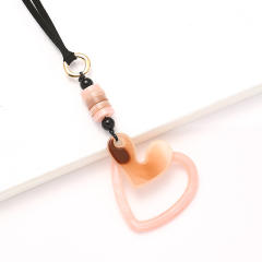 Natural trend hollow heart acrylic pendant necklace
