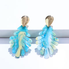 Korean fashion vintage acrylic leaf earrings