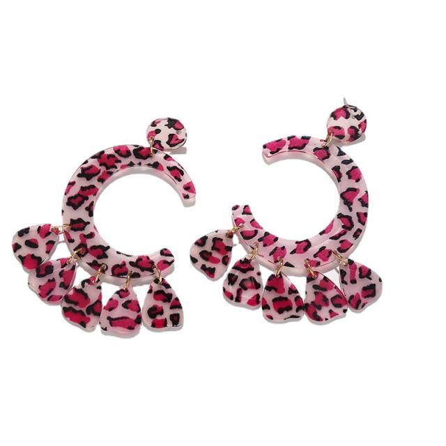 Amazon hot sale colorful acrylic C shape tassel earrings