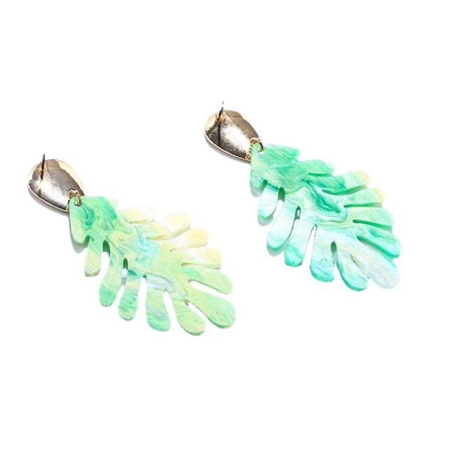 Korean fashion vintage acrylic leaf earrings