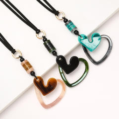 Natural trend hollow heart acrylic pendant necklace