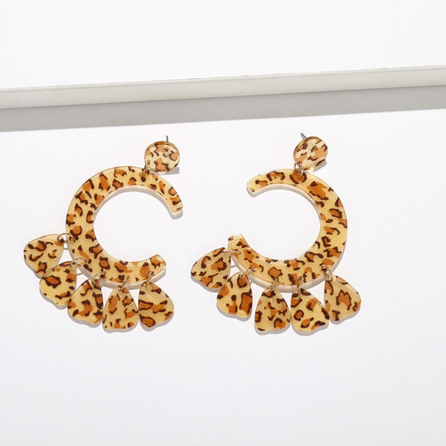 Amazon hot sale colorful acrylic C shape tassel earrings