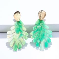 Korean fashion vintage acrylic leaf earrings