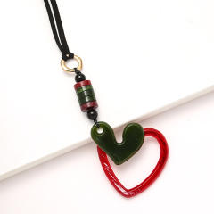 Natural trend hollow heart acrylic pendant necklace