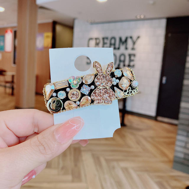 Amazon cute rabbit colorful crystal snape hair clips