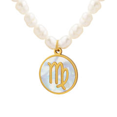 Water pearl beads zodiac pendant necklace